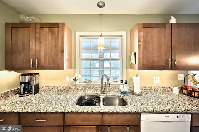 165 Wappler Dr, Hanover, PA 17331 - kitchen with dishwasher, a sink, light stone countertops, and pendant lighting