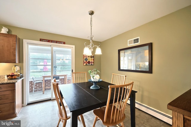 165 Wappler Dr, Hanover, PA 17331 - dining room with a baseboard heating unit and a chandelier