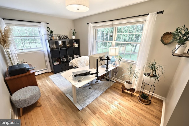 165 Wappler Dr, Hanover, PA 17331 - home office featuring a baseboard heating unit, healthy amount of natural light, wood-type flooring, and baseboards