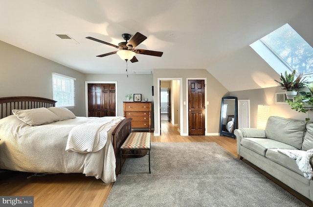 165 Wappler Dr, Hanover, PA 17331 - bedroom with light wood-style floors, ceiling fan, a closet, and a skylight