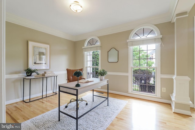 710 Crisfield Way, Annapolis, MD 21401 - office area featuring healthy amount of natural light, light wood-style floors, and crown molding