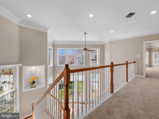 710 Crisfield Way, Annapolis, MD 21401 - corridor featuring recessed lighting, carpet flooring, healthy amount of natural light, an upstairs landing, and baseboards