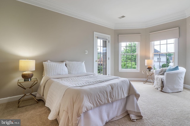 710 Crisfield Way, Annapolis, MD 21401 - carpeted bedroom with multiple windows, baseboards, crown molding, and access to exterior