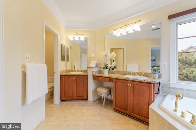 710 Crisfield Way, Annapolis, MD 21401 - full bath featuring tile patterned floors, ornamental molding, a bath, toilet, and vanity