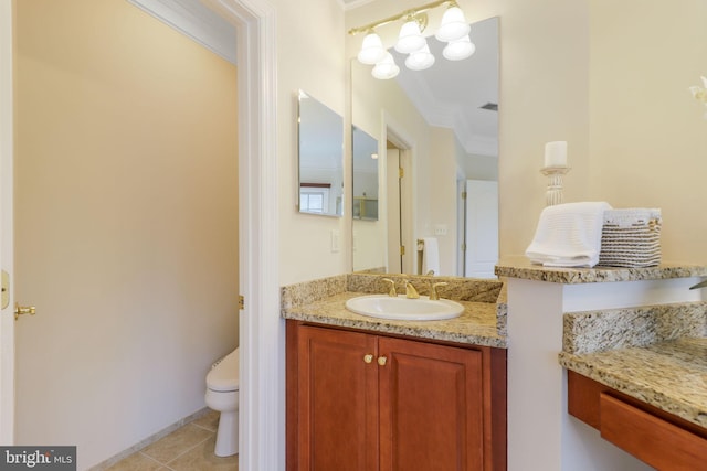 710 Crisfield Way, Annapolis, MD 21401 - bathroom with crown molding, toilet, vanity, and tile patterned floors