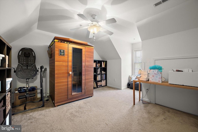 425 Lindenhurst Ct, Salisbury, MD 21804 - bonus room featuring carpet, vaulted ceiling, ceiling fan, and baseboards