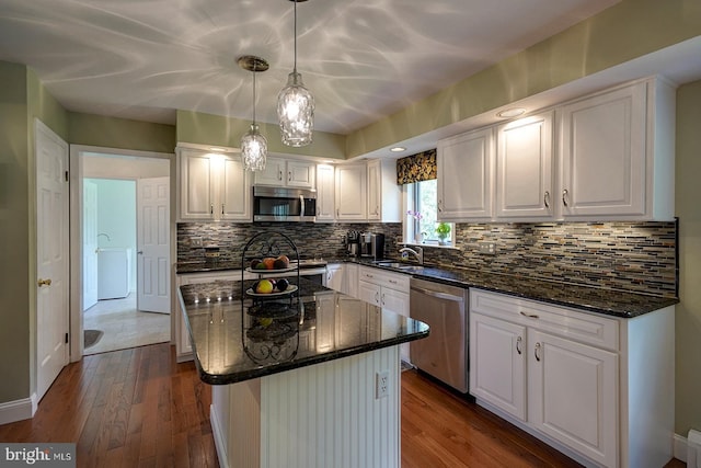 12 Meadow Woods Ln, West Grove, PA 19390 - kitchen featuring stainless steel appliances, white cabinets, and dark wood-style flooring