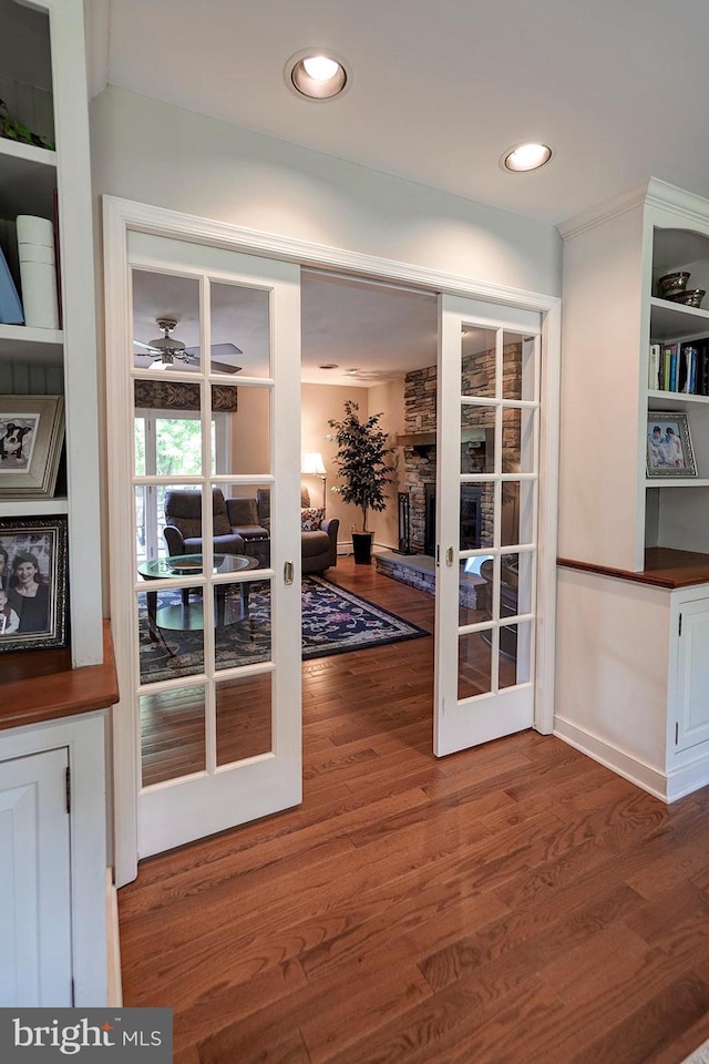 12 Meadow Woods Ln, West Grove, PA 19390 - dining space with wood finished floors, french doors, recessed lighting, and ceiling fan