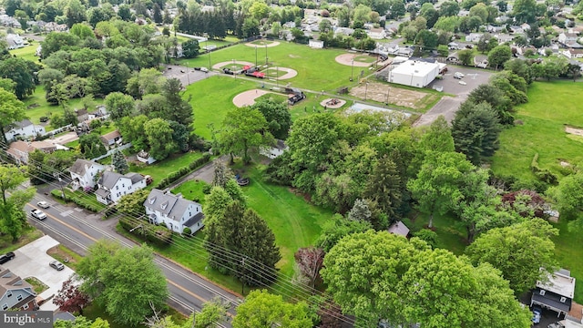 aerial view of a tree filled landscape