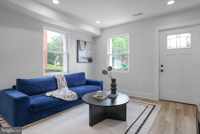 1456 Congress Pl SE, Washington, DC 20020 - living area featuring light wood-style flooring, recessed lighting, and baseboards