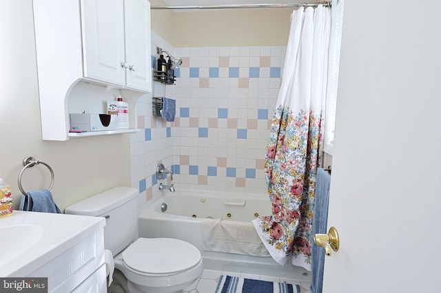 14600 Barton Blvd SW, Cresaptown, MD 21502 - bathroom featuring a combined bath / shower with jetted tub, toilet, tile patterned flooring, and vanity