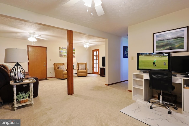 14600 Barton Blvd SW, Cresaptown, MD 21502 - office featuring a ceiling fan, carpet floors, baseboards, and a textured ceiling