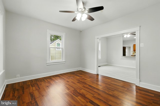 1208 Larchmont Ave, Capitol Heights, MD 20743 - empty room featuring ceiling fan, wood finished floors, and baseboards
