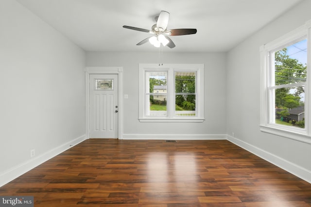 1208 Larchmont Ave, Capitol Heights, MD 20743 - empty room with ceiling fan, wood finished floors, and baseboards