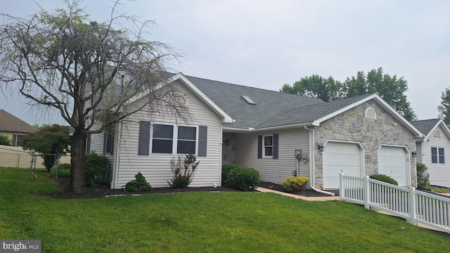 106 Sarah Ct, Lewisberry, PA 17339 - ranch-style house with a garage, roof with shingles, and stone siding