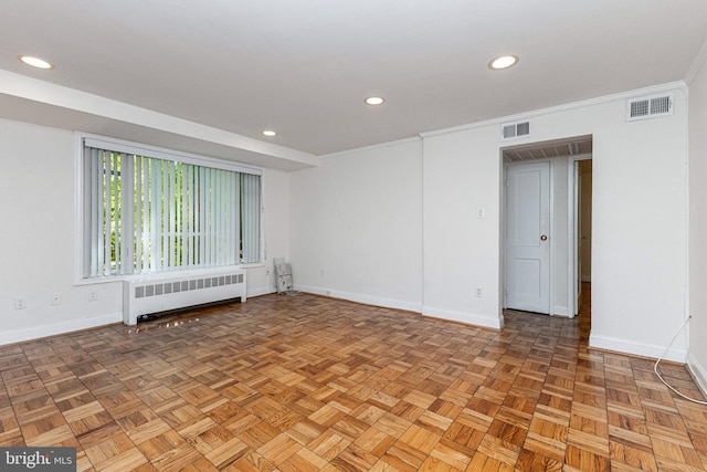10401 Montrose Ave Unit 10401, Bethesda, MD 20814 - unfurnished room with radiator heating unit, baseboards, recessed lighting, and crown molding