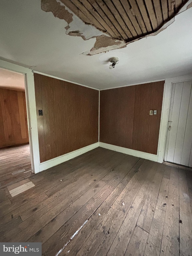 353 Pine St, Bellefonte, PA 16823 - empty room featuring wood-type flooring and wooden walls