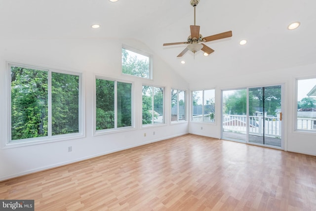611 N Ct, Linthicum Heights, MD 21090 - unfurnished sunroom with recessed lighting, wood finished floors, high vaulted ceiling, and baseboards