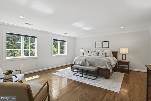 1016 Bellview Rd, Mclean, VA 22102 - bedroom featuring crown molding, dark wood-style floors, and recessed lighting