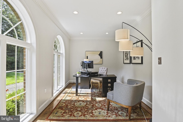 1016 Bellview Rd, Mclean, VA 22102 - office featuring ornamental molding, recessed lighting, and wood finished floors