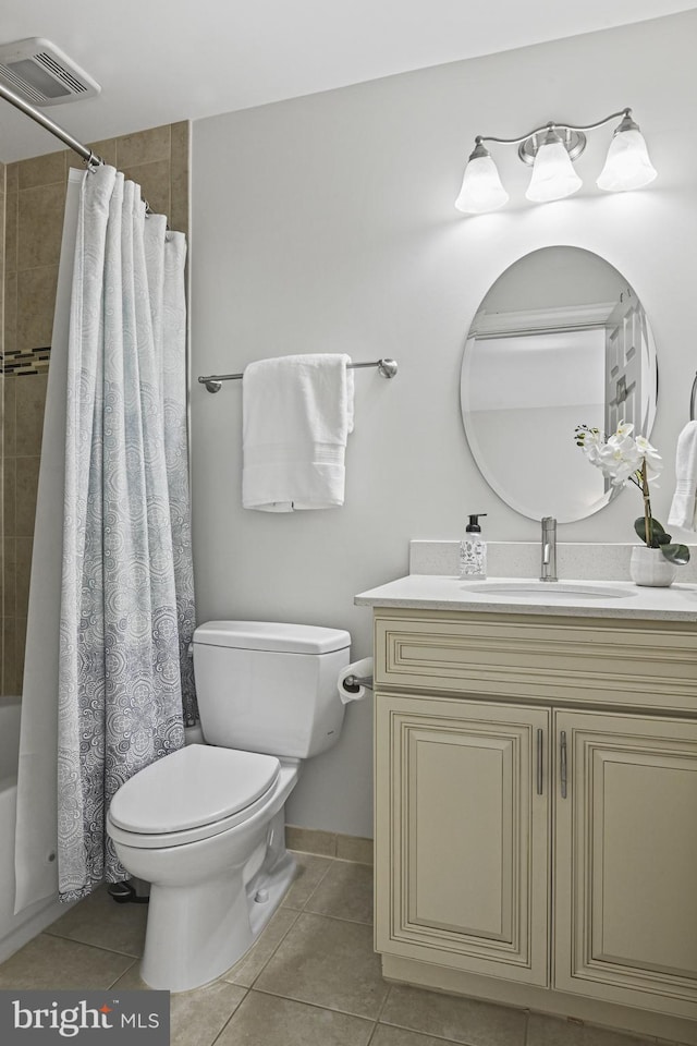 1016 Bellview Rd, Mclean, VA 22102 - full bath featuring vanity, tile patterned flooring, and shower / bath combo with shower curtain