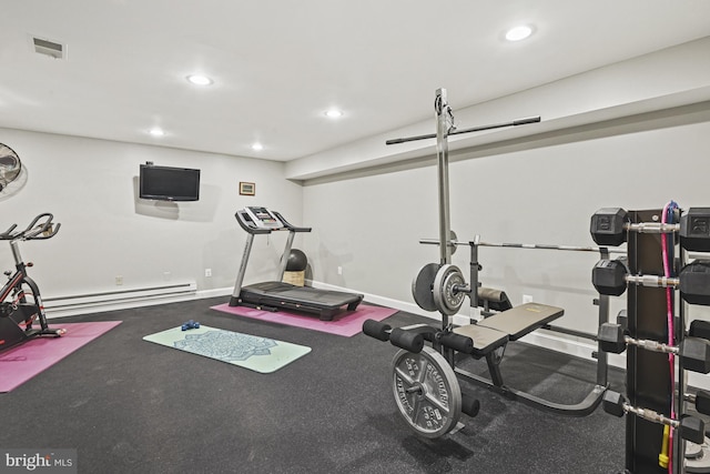 1016 Bellview Rd, Mclean, VA 22102 - workout area featuring baseboard heating and recessed lighting