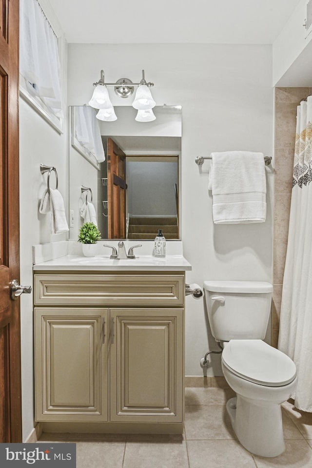 1016 Bellview Rd, Mclean, VA 22102 - full bathroom featuring vanity, tile patterned flooring, and a shower with curtain