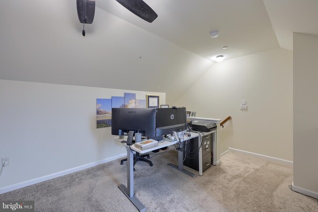 838 Byler Cir, Lebanon, PA 17042 - office featuring lofted ceiling, carpet floors, baseboards, and ceiling fan