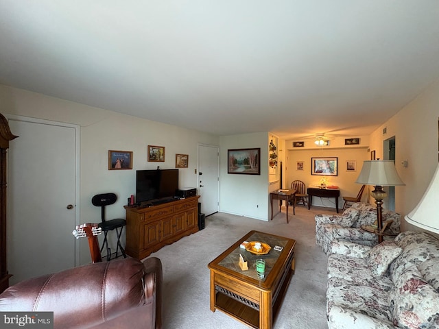 living room featuring carpet
