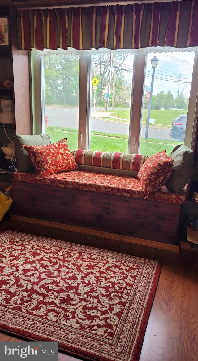 living area with wood finished floors