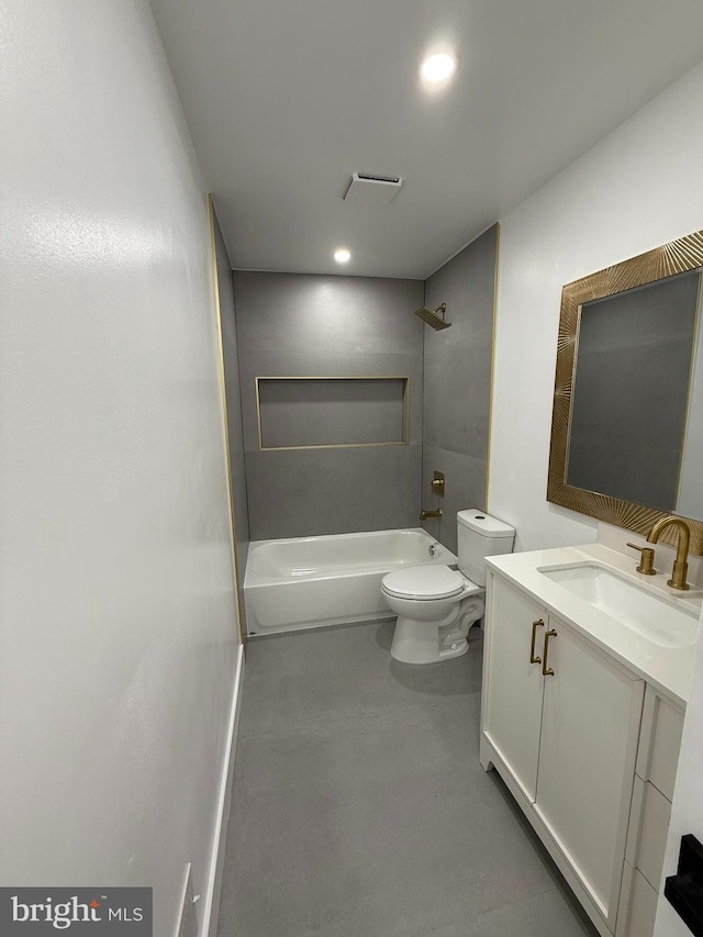 8110 Manson St, Landover, MD 20785 - full bathroom with toilet, shower / bathtub combination, vanity, and recessed lighting