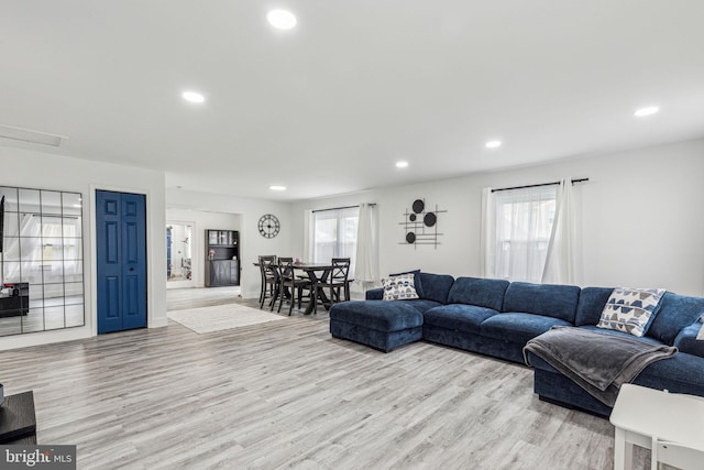 76 Torrington Ln, Willingboro, NJ 08046 - living area with light wood-type flooring, recessed lighting, and healthy amount of natural light
