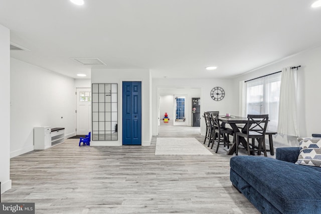 76 Torrington Ln, Willingboro, NJ 08046 - living room with light wood-style flooring, baseboards, and recessed lighting