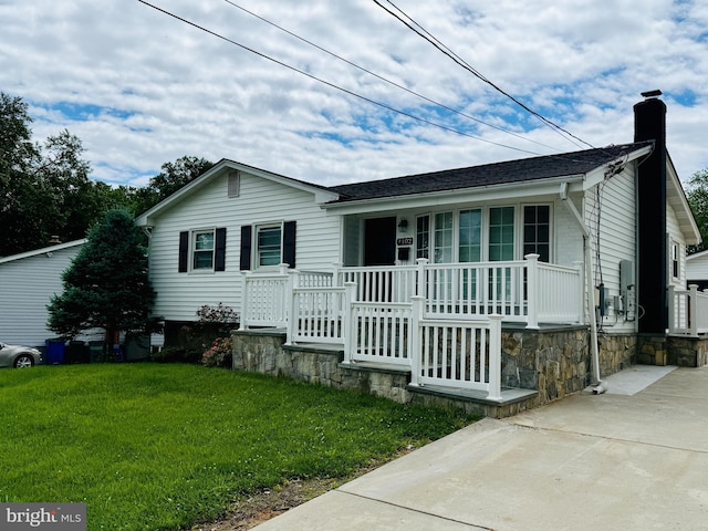 4102 Elizabeth St, Rockville, MD 20853 - view of front of property featuring a porch, a front yard, and a chimney