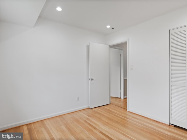 4102 Elizabeth St, Rockville, MD 20853 - unfurnished bedroom with light wood-style floors, recessed lighting, a closet, and baseboards