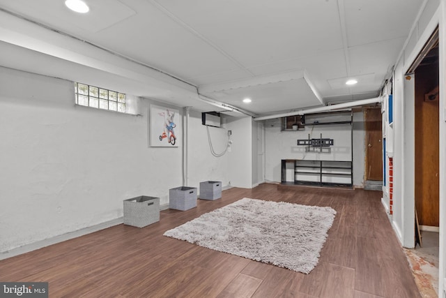 917 Foulkrod St, Philadelphia, PA 19124 - below grade area with wood finished floors, baseboards, and recessed lighting