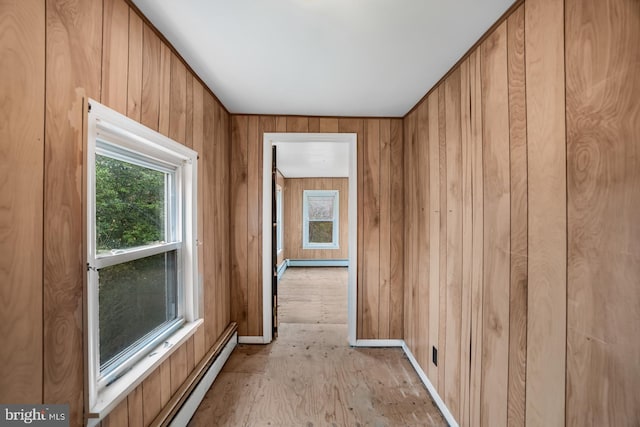 611 S New York Rd, Absecon, NJ 08205 - corridor featuring wooden walls, a baseboard heating unit, and baseboards