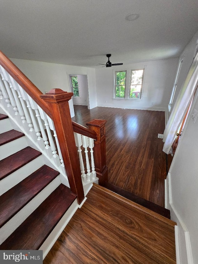108 Thomson Ave, Paulsboro, NJ 08066 - staircase featuring a ceiling fan and wood finished floors