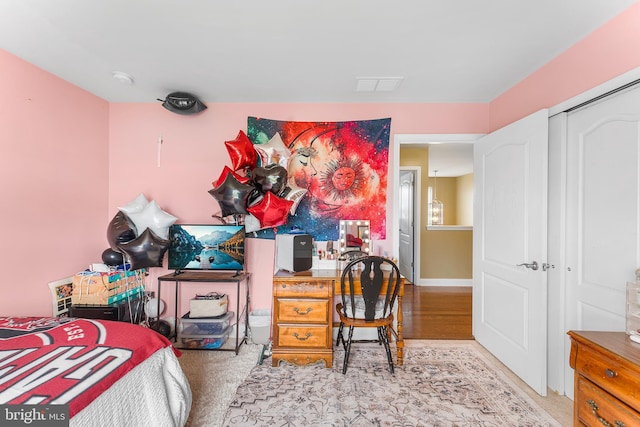310 Windsor Rd, Mullica Hill, NJ 08062 - bedroom featuring wood finished floors, an office area, and baseboards