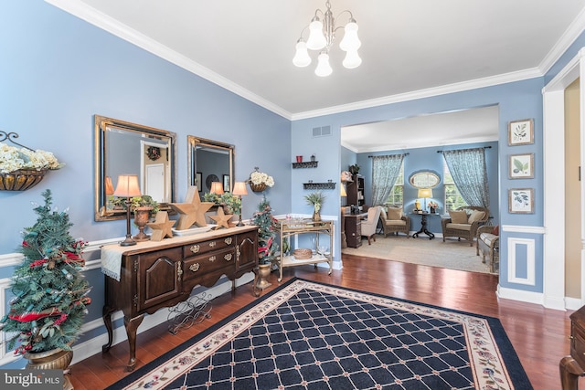 310 Windsor Rd, Mullica Hill, NJ 08062 - bathroom featuring wood finished floors, a chandelier, crown molding, baseboards, and vanity
