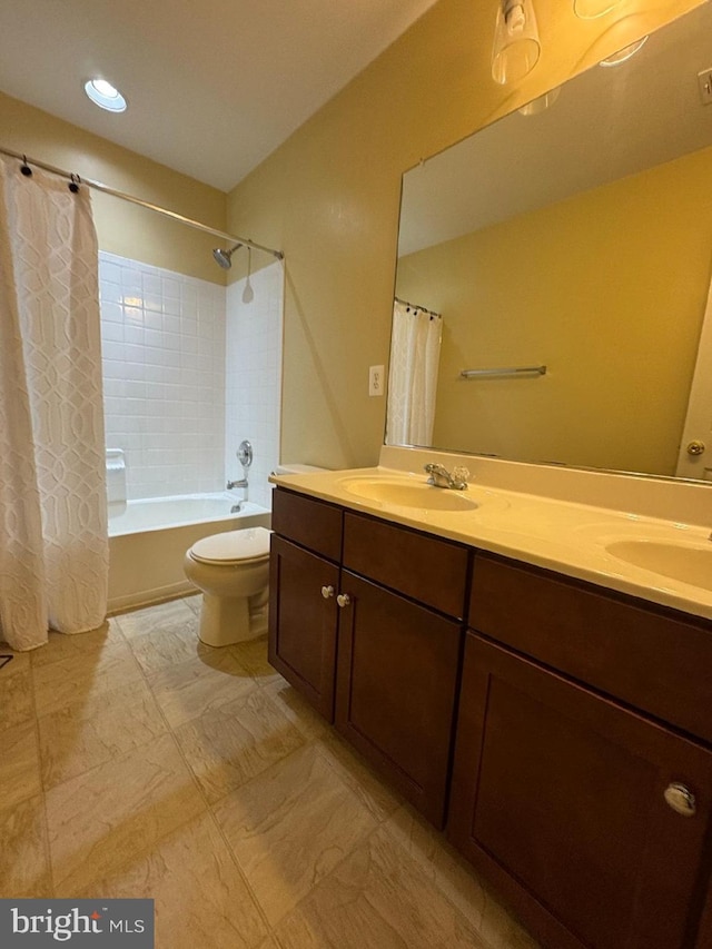 1719 Idlewild Blvd, Fredericksburg, VA 22401 - full bathroom with toilet, double vanity, and shower / bath combination with curtain