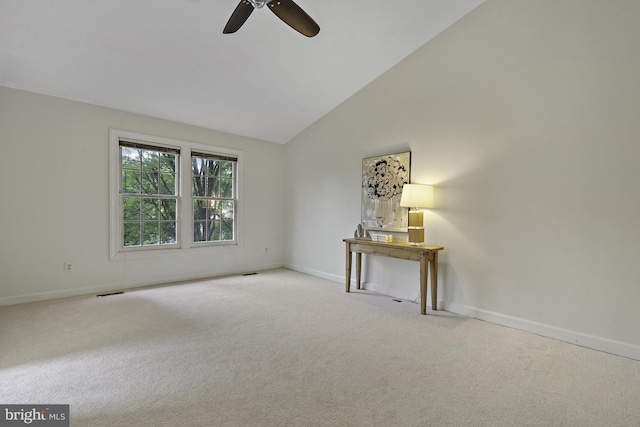 4714 Major Ct, Alexandria, VA 22312 - spare room with carpet floors, lofted ceiling, baseboards, and a ceiling fan