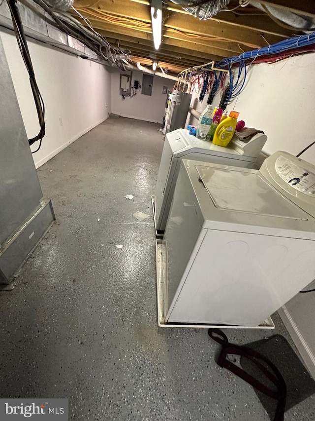 1844 W Master St, Philadelphia, PA 19121 - washroom featuring washing machine and clothes dryer, gas water heater, electric panel, and heating unit