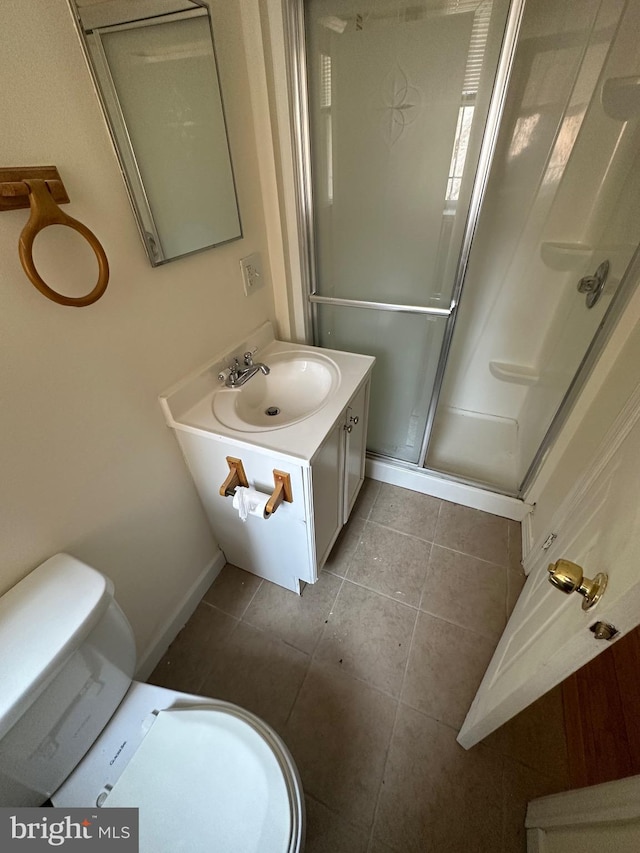 1844 W Master St, Philadelphia, PA 19121 - full bath featuring toilet, a shower stall, vanity, tile patterned flooring, and baseboards