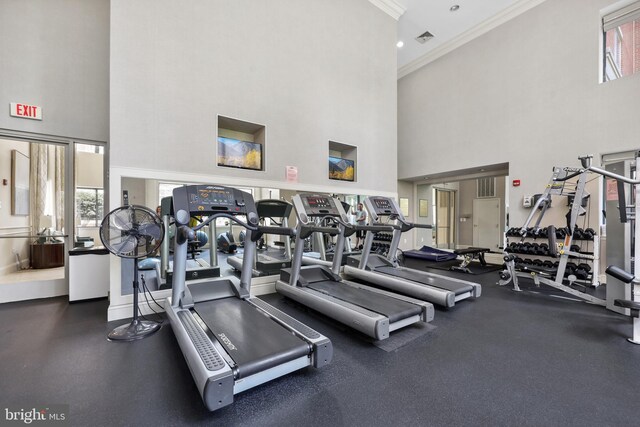 3830 9th St N Unit 110W, Arlington, VA 22203 - gym featuring a towering ceiling and ornamental molding