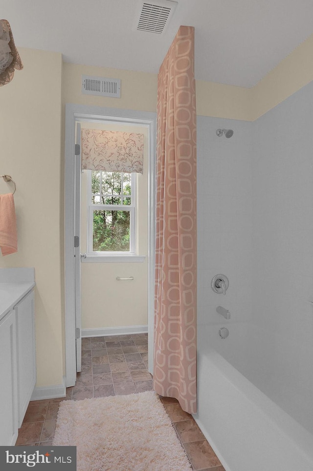5385 Harrier Way, Waynesboro, PA 17268 - bathroom with shower / tub combo with curtain, baseboards, and vanity