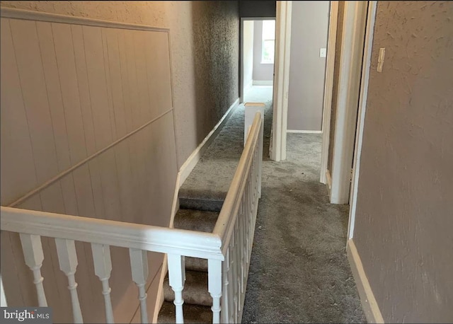 2236 Moore St, Philadelphia, PA 19145 - corridor featuring carpet floors, a textured wall, and baseboards