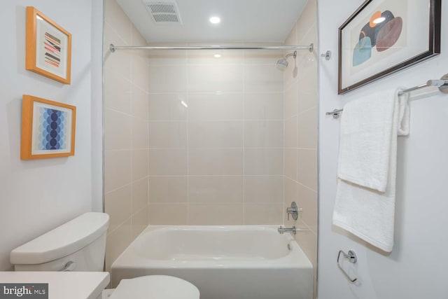 2310 4th St NE Unit 22, Washington, DC 20002 - bathroom with toilet, shower / tub combination, vanity, and recessed lighting