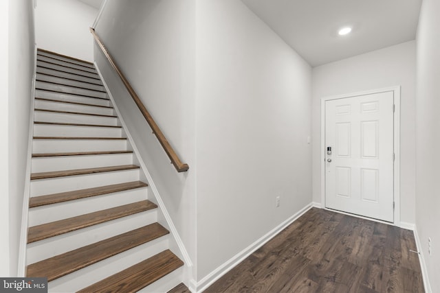 40 Marion Ave, Bordentown, NJ 08505 - stairway with wood finished floors, baseboards, and recessed lighting