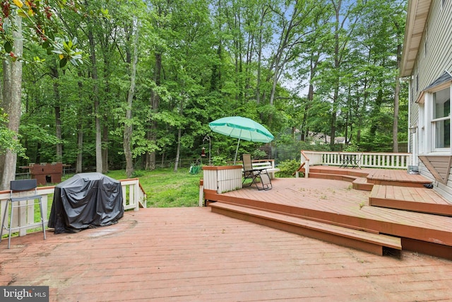 11500 Acton Ln, Waldorf, MD 20601 - wooden deck with a grill and view of scattered trees